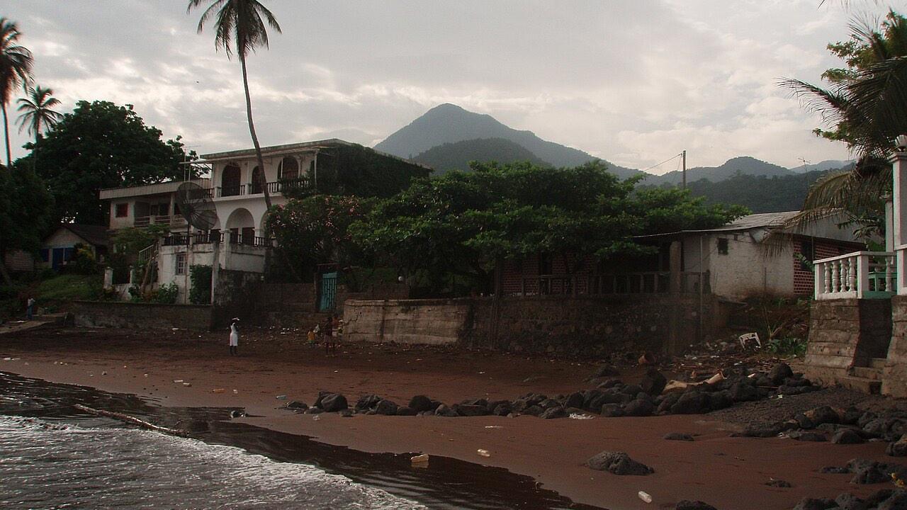 Coastline near Limbe with Mount Cameroon in the background