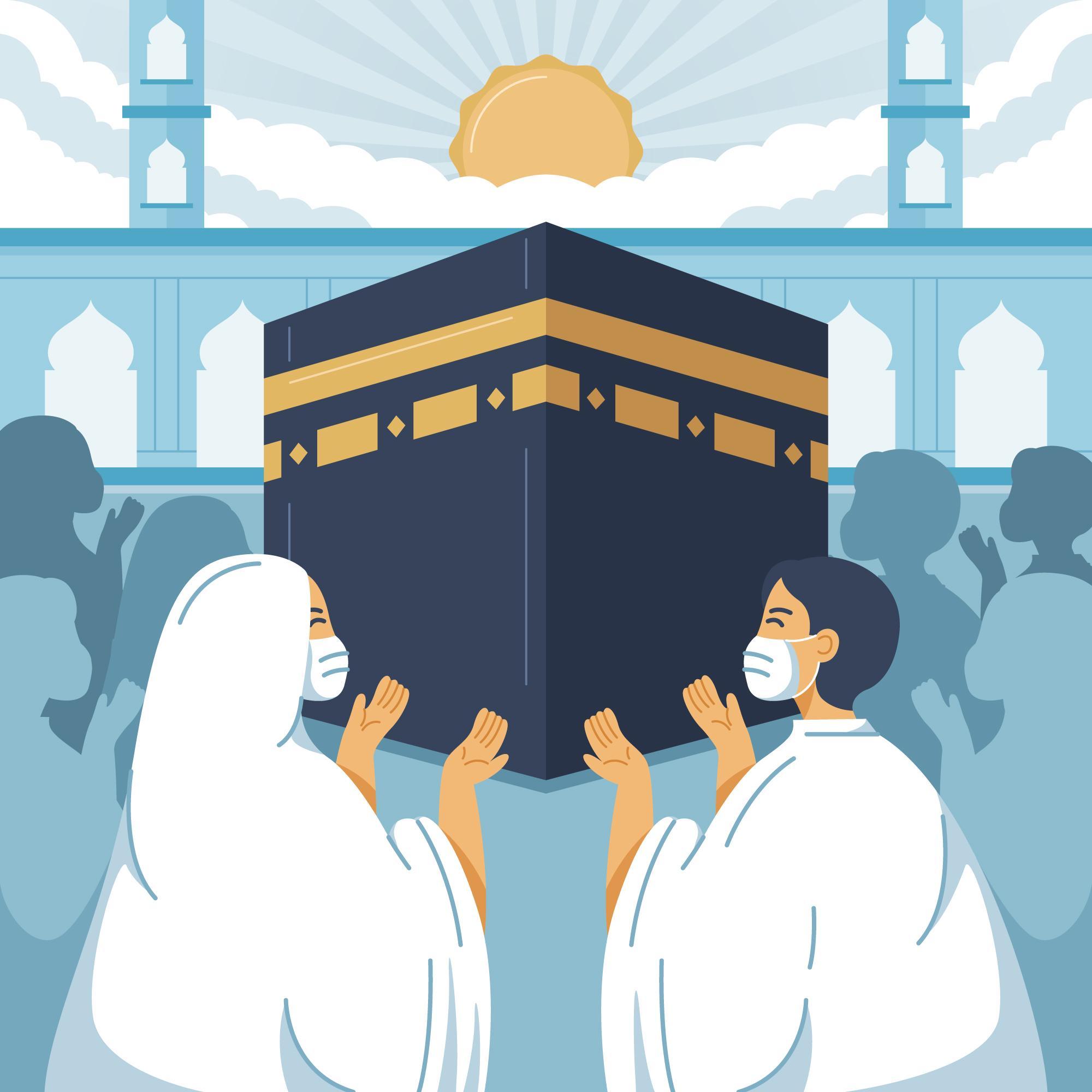 Pilgrims gathered at the Kaaba in Mecca during Hajj
