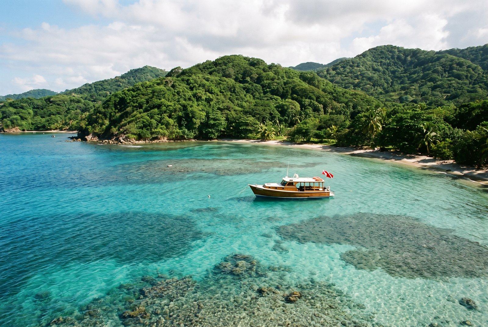 Caribbean coastline near Roatán, Honduras