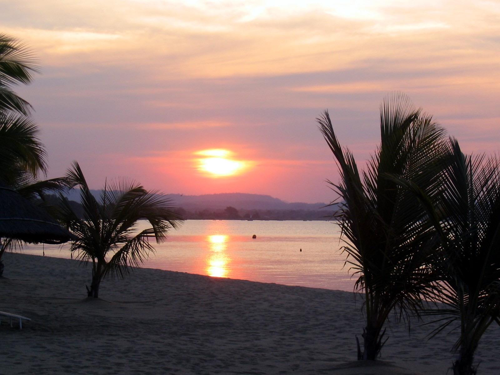 Lake Malawi shoreline at sunset