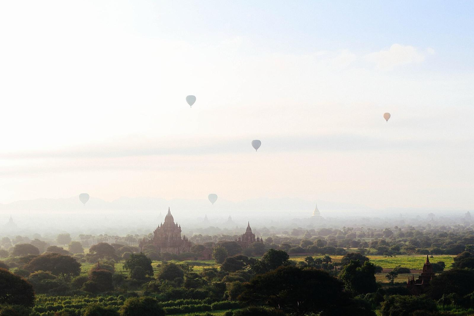 Golden pagoda in Myanmar at sunset